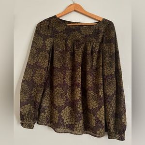 LOFT long sleeve floral semi sheer blouse. Size medium